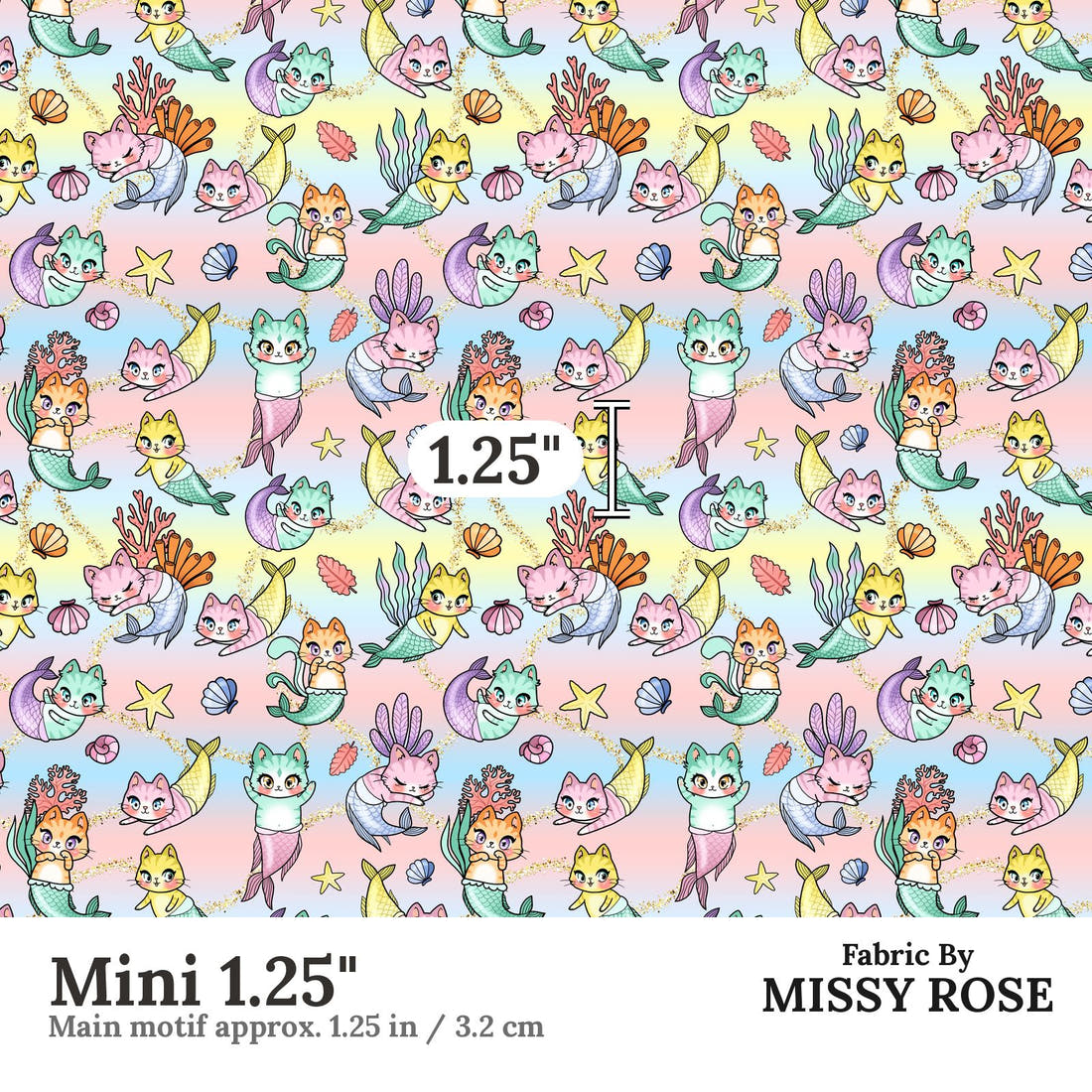 Design 81 Merkitty Fabric Mini 1.25" - print scale | Fabric by Missy Rose