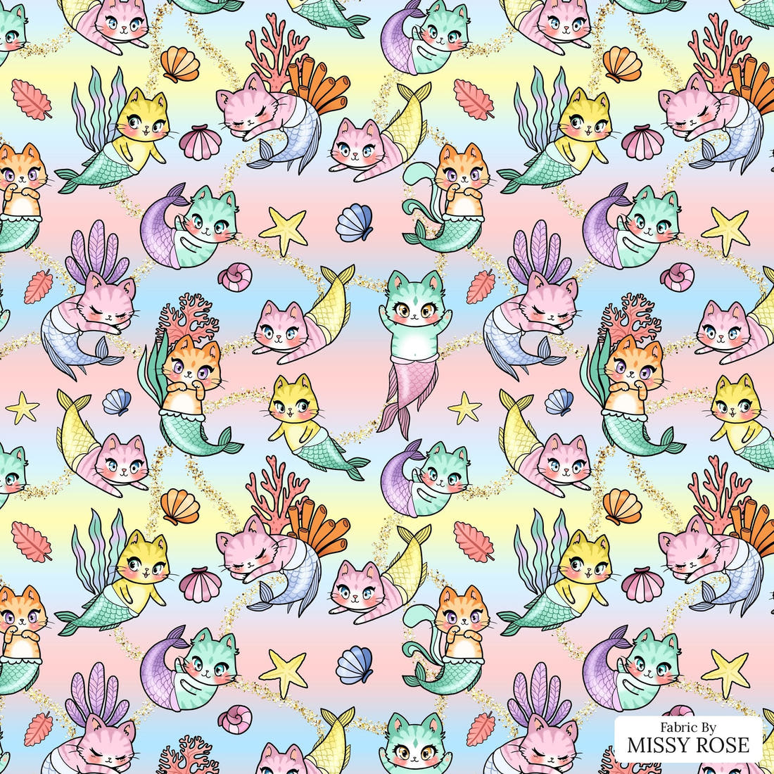 Design 81 Merkitty Fabric - flat view of the print, zoom in for detail | Fabric by Missy Rose