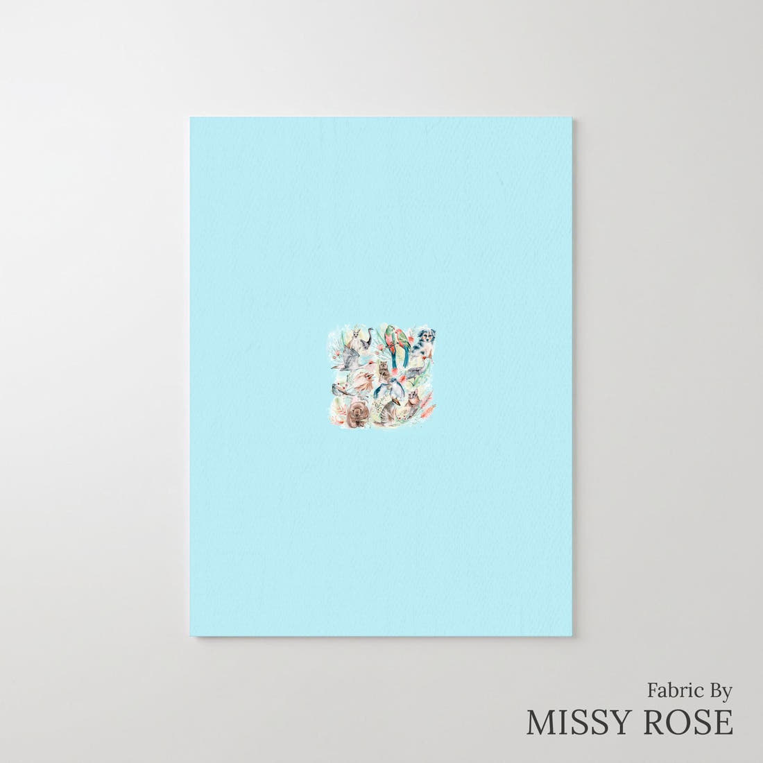 Design 812 Blue Australian Animal Panel – printed fabric panel with centred picture, custom printed to order | Fabric by Missy Rose