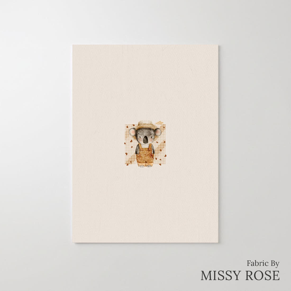 Design 813 Farmer Koala Panel – printed fabric panel with centred picture, custom printed to order | Fabric by Missy Rose