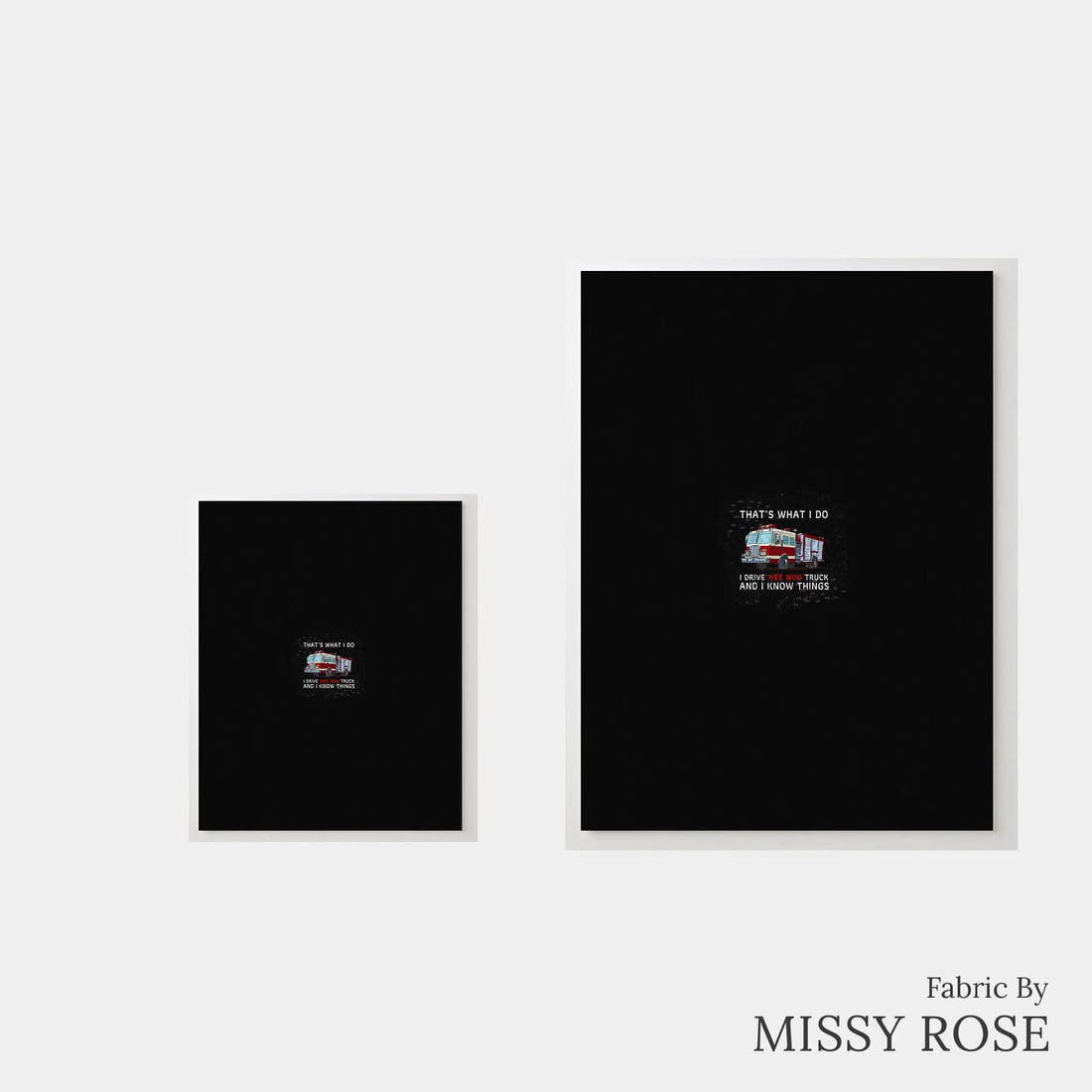 Design 814 Fire Truck Panel – universal and adult panel sizes side by side | Fabric by Missy Rose