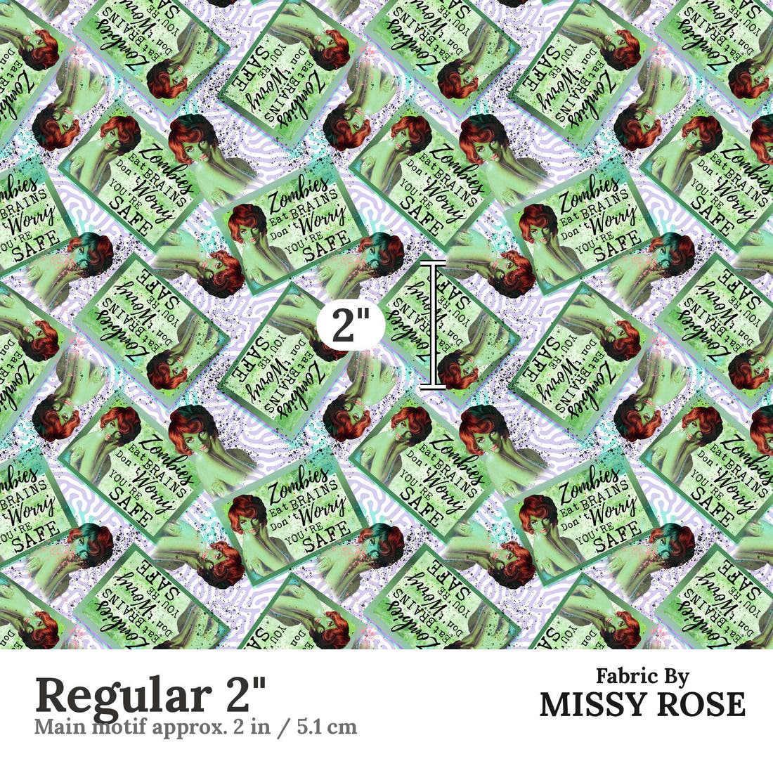 Design 815 Zombie Fabric Regular 2" - print scale | Fabric by Missy Rose