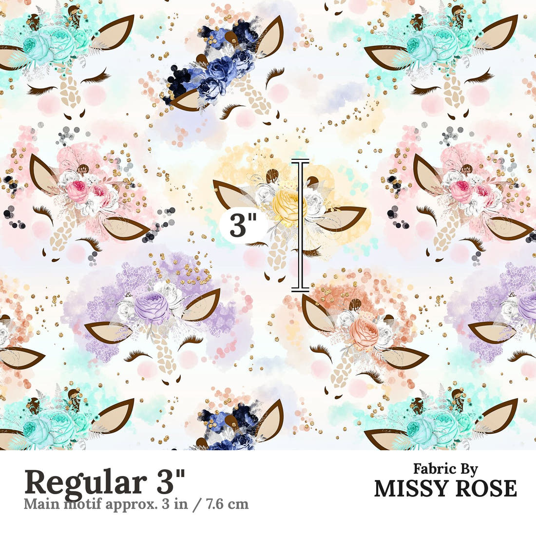 Design 817 Giraffe Fabric Regular 3" - print scale | Fabric by Missy Rose