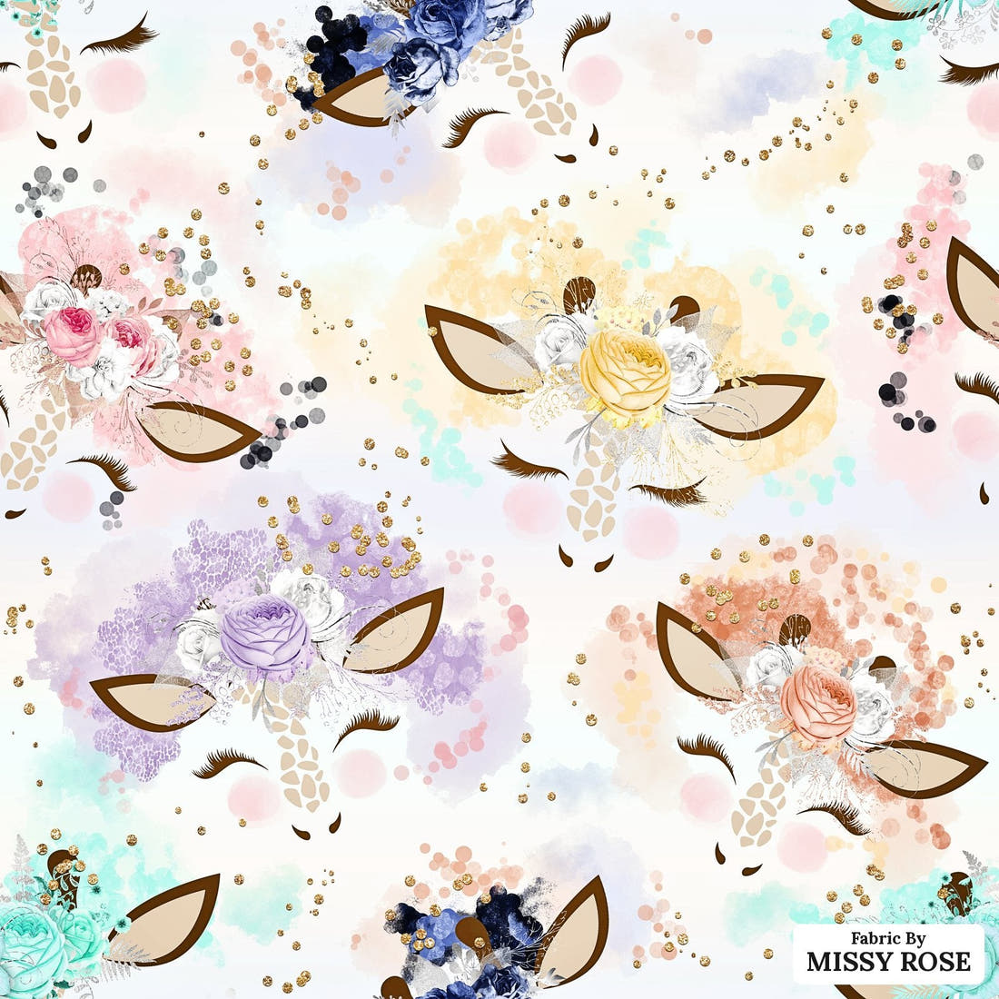 Design 817 Giraffe Fabric - flat view of the print, zoom in for detail | Fabric by Missy Rose