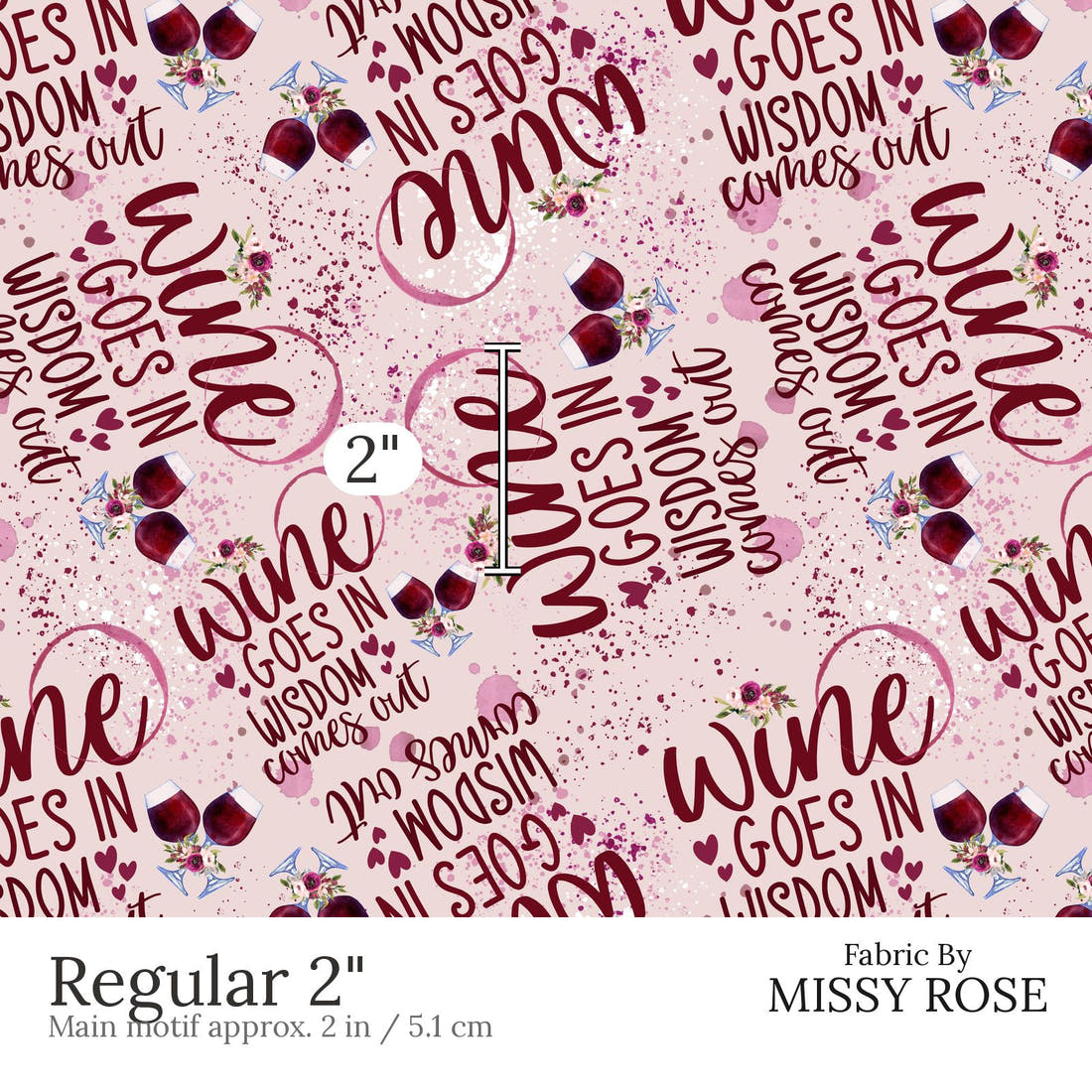 Design 818 Wisdom Fabric Regular 2 inch print scale guide | Fabric by Missy Rose