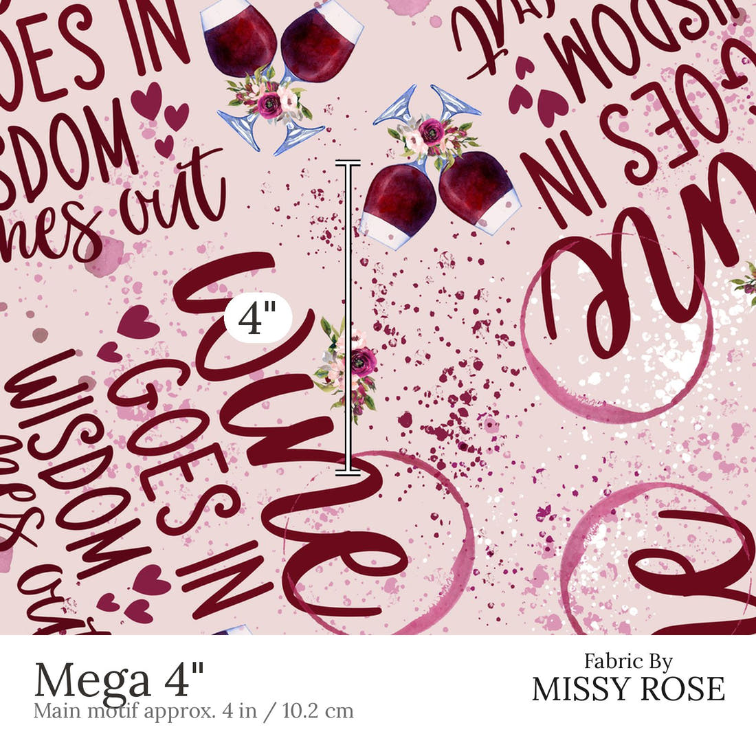 Design 818 Wisdom Fabric Mega 4 inch print scale guide | Fabric by Missy Rose