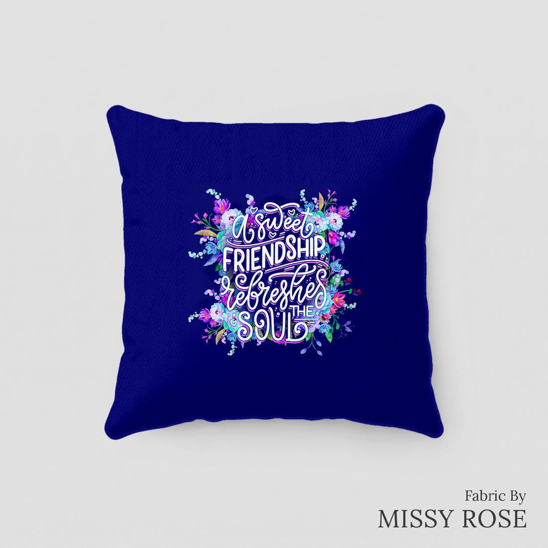 Design 82 Floral Panel sewn into a cushion – see how the panel looks made up | Fabric by Missy Rose