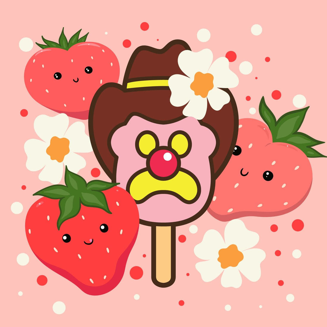 Design 820 Strawberry Ice Cream Panel – full artwork close-up of the printed picture | Fabric by Missy Rose