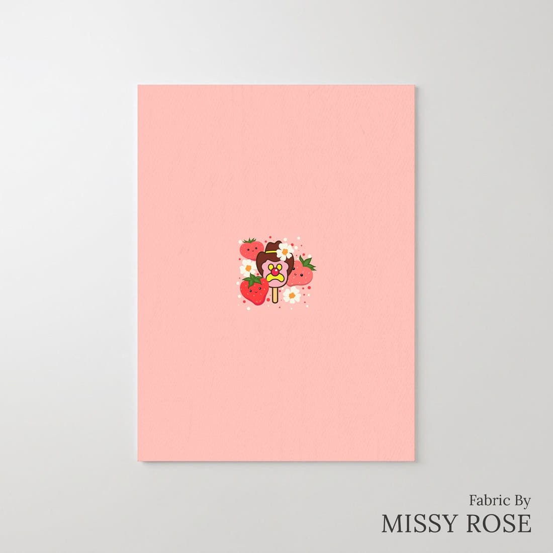 Design 820 Strawberry Ice Cream Panel – printed fabric panel with centred picture, custom printed to order | Fabric by Missy Rose