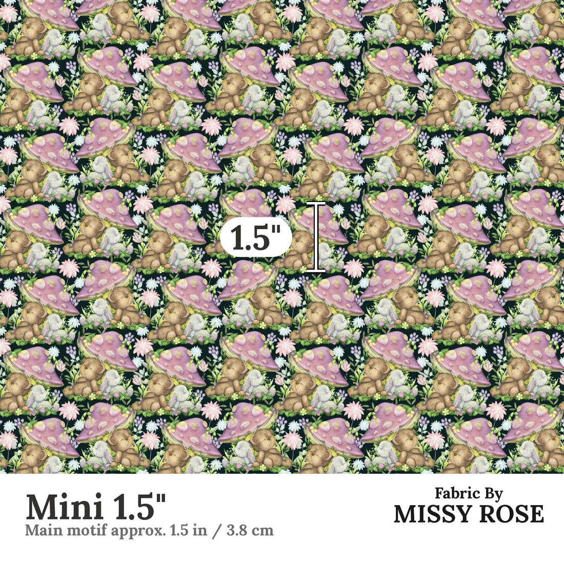 Design 825 Cute Woodlands Fabric Mini 1.5" - print scale | Fabric by Missy Rose