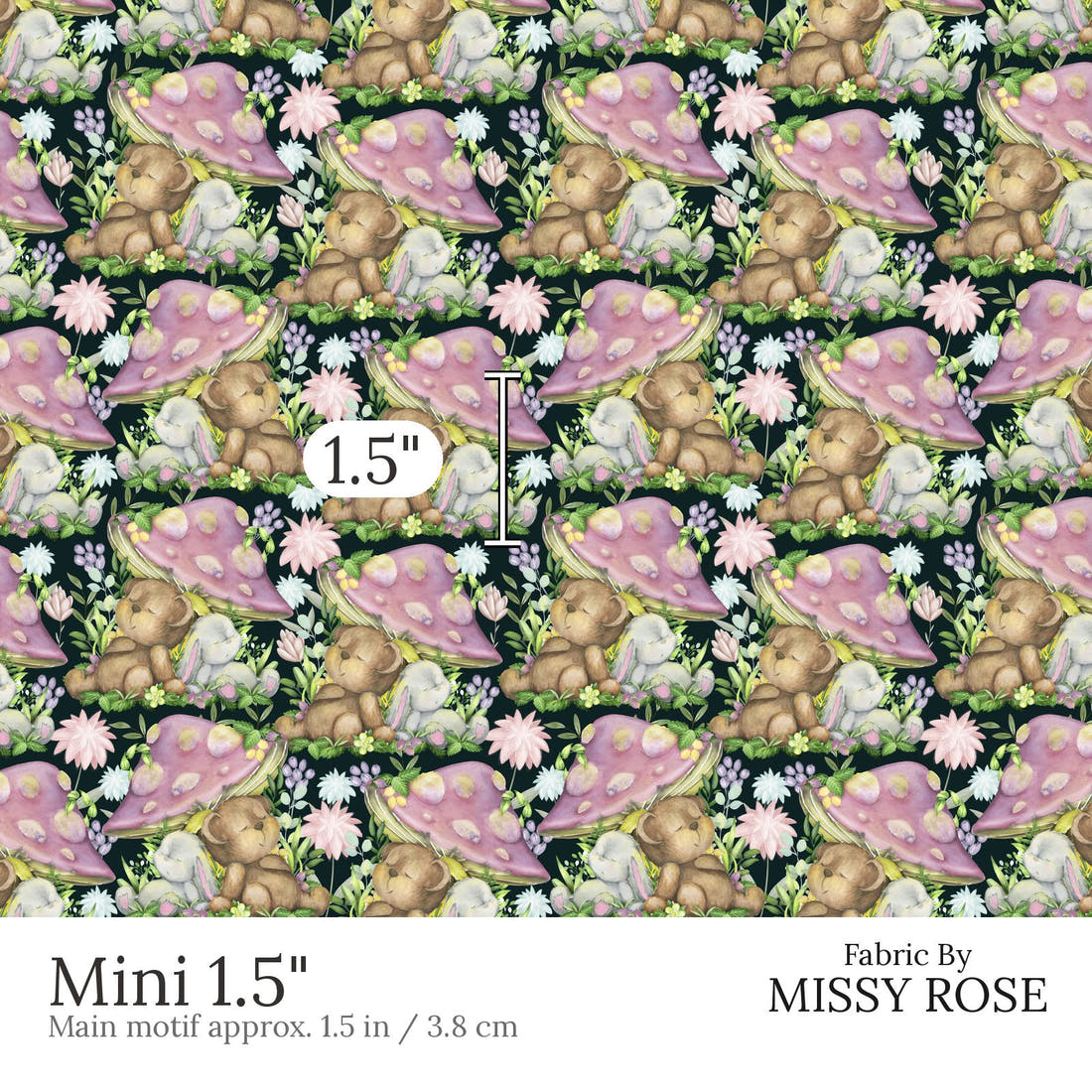 Design 825 Cute Woodlands Fabric Mini 1.5 inch print scale guide | Fabric by Missy Rose