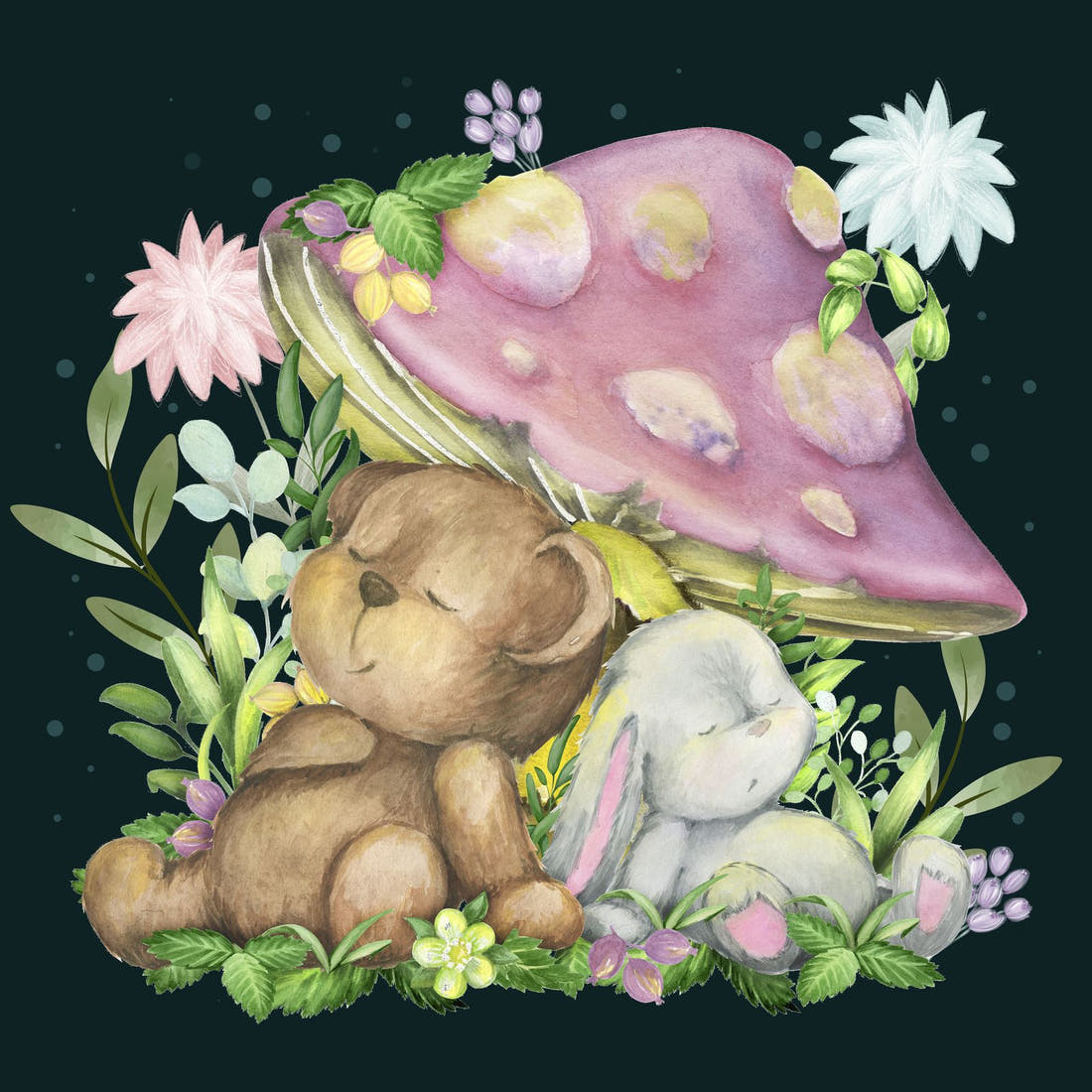 Design 825 Cute Woodlands Panel – full artwork close-up of the printed picture | Fabric by Missy Rose