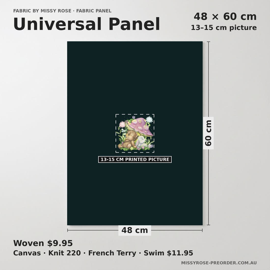 Design 825 Cute Woodlands Panel universal panel sizing – 13–15 cm printed picture on 48 × 60 cm fabric | Fabric by Missy Rose