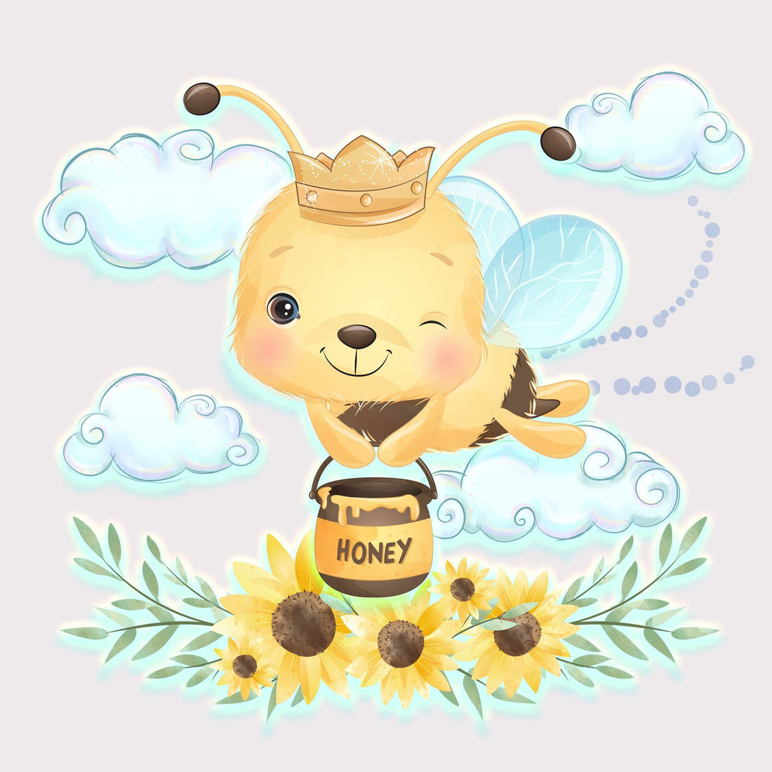 Design 826 Honey Bee Panel – full artwork close-up of the printed picture | Fabric by Missy Rose