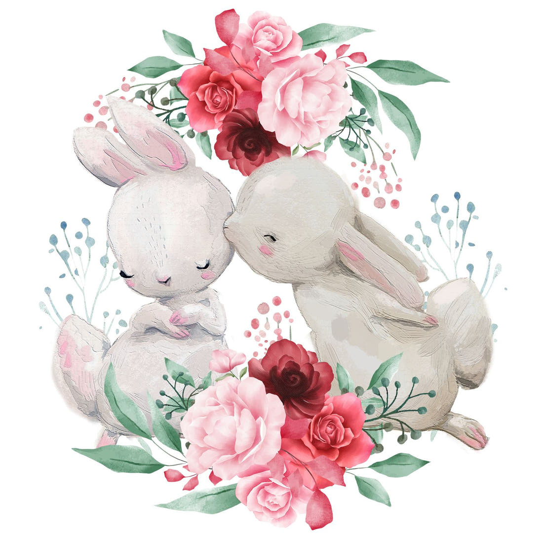 Design 827 Cute Bunny Panel – full artwork close-up of the printed picture | Fabric by Missy Rose