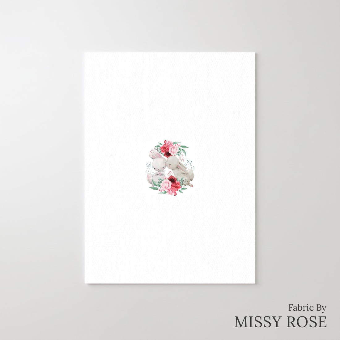 Design 827 Cute Bunny Panel – printed fabric panel with centred picture, custom printed to order | Fabric by Missy Rose