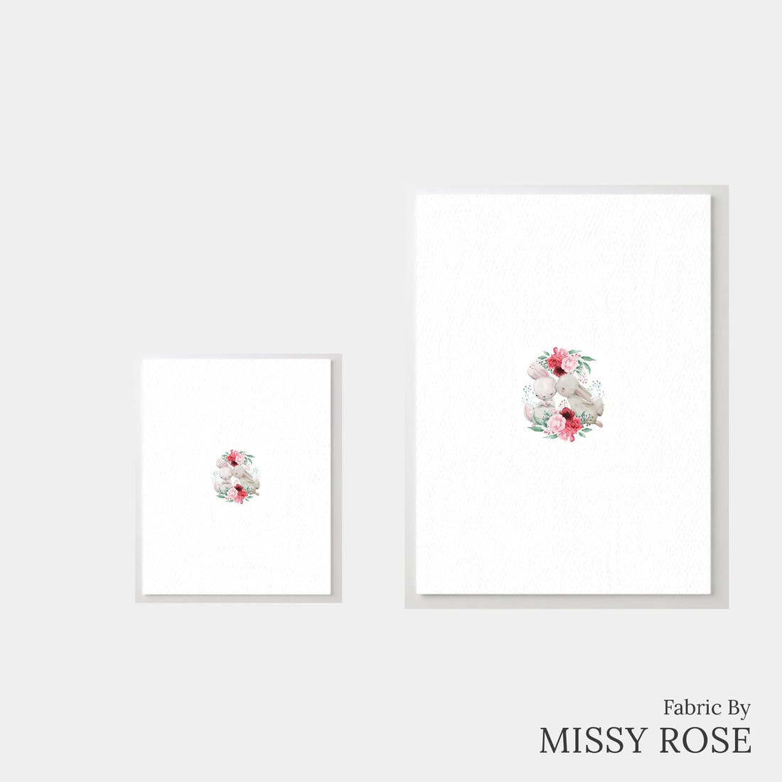 Design 827 Cute Bunny Panel – universal and adult panel sizes side by side | Fabric by Missy Rose