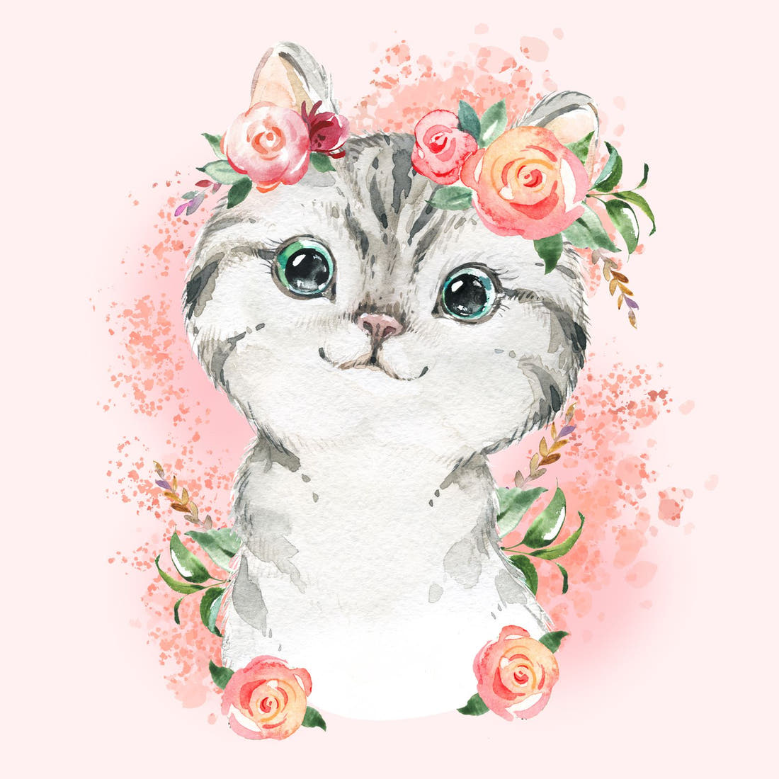 Design 828 Pink Cats Panel – full artwork close-up of the printed picture | Fabric by Missy Rose