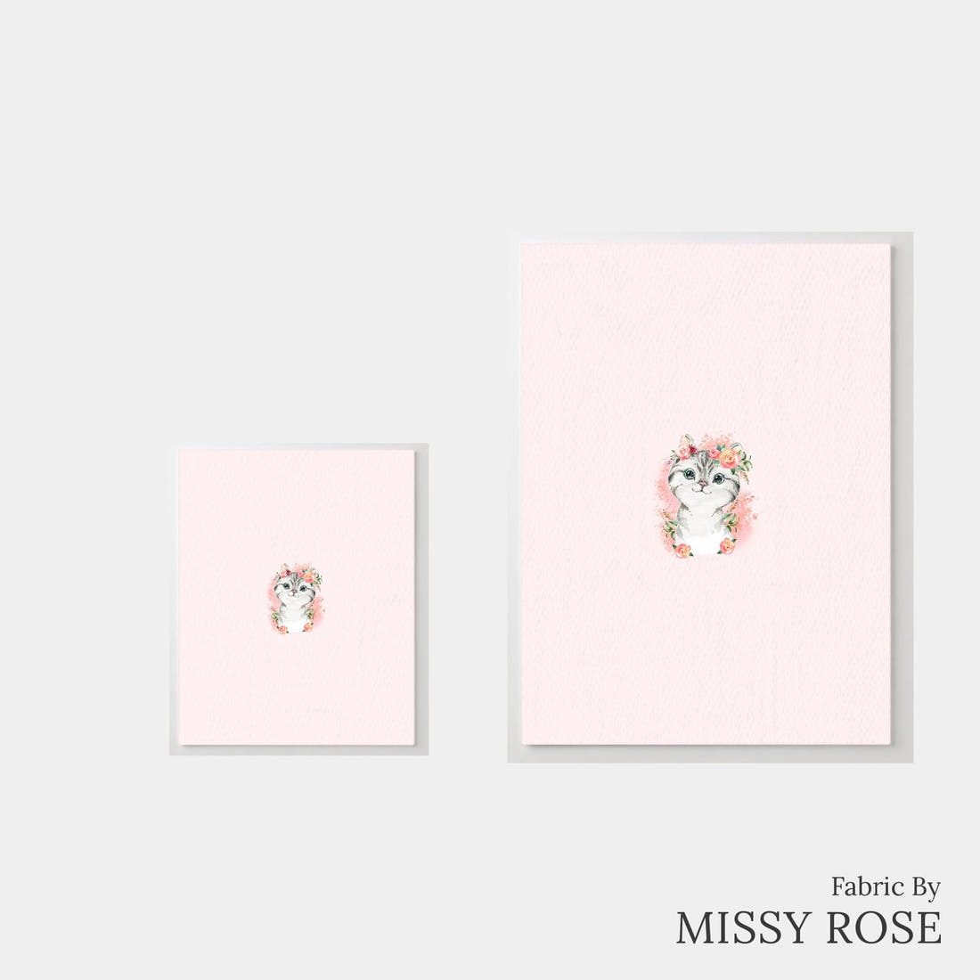 Design 828 Pink Cats Panel – universal and adult panel sizes side by side | Fabric by Missy Rose