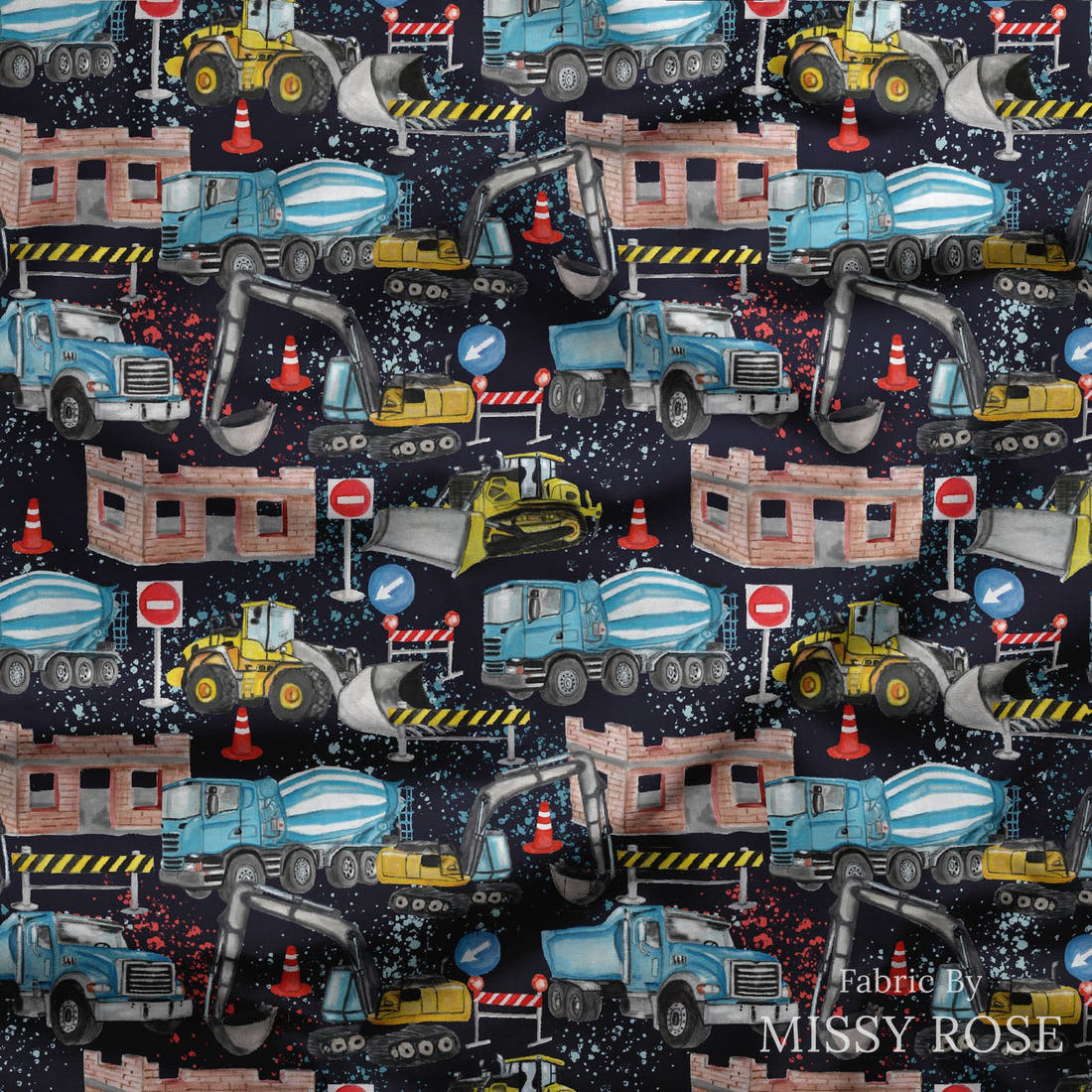 Design 829 Construction Fabric draped fabric mockup – custom printed fabric by the metre | Fabric by Missy Rose