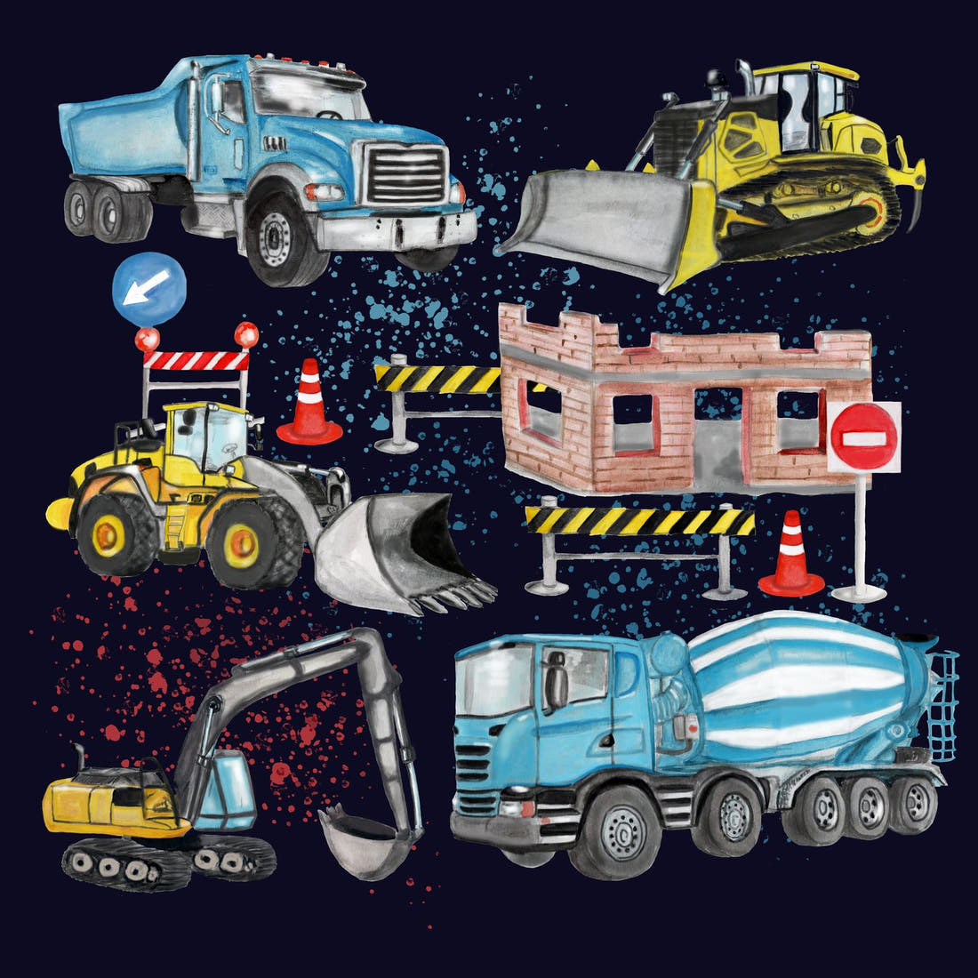 Design 829 Construction Panel – full artwork close-up of the printed picture | Fabric by Missy Rose