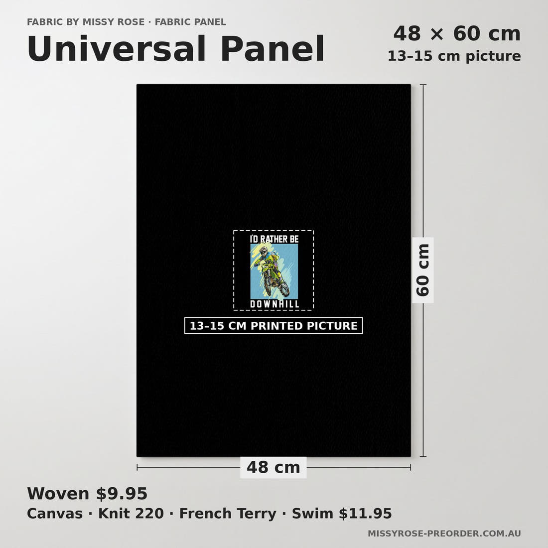 Design 83 Motorbike Panel universal panel sizing – 13–15 cm printed picture on 48 × 60 cm fabric | Fabric by Missy Rose