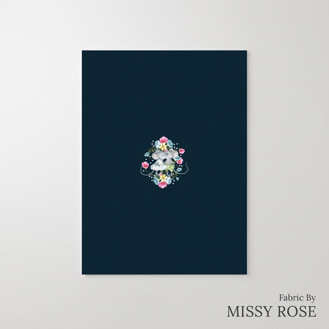 Design 830 Floral Mouse Panel – printed fabric panel with centred picture, custom printed to order | Fabric by Missy Rose