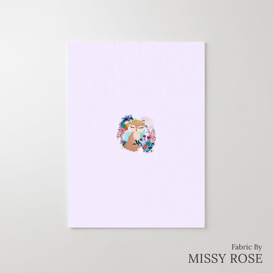 Design 833 Purple Fox Panel – printed fabric panel with centred picture, custom printed to order | Fabric by Missy Rose