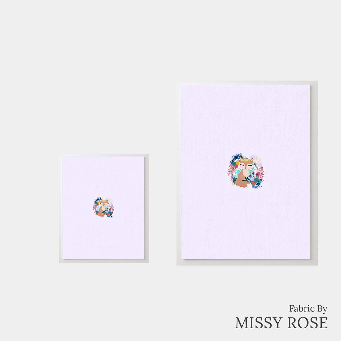 Design 833 Purple Fox Panel – universal and adult panel sizes side by side | Fabric by Missy Rose