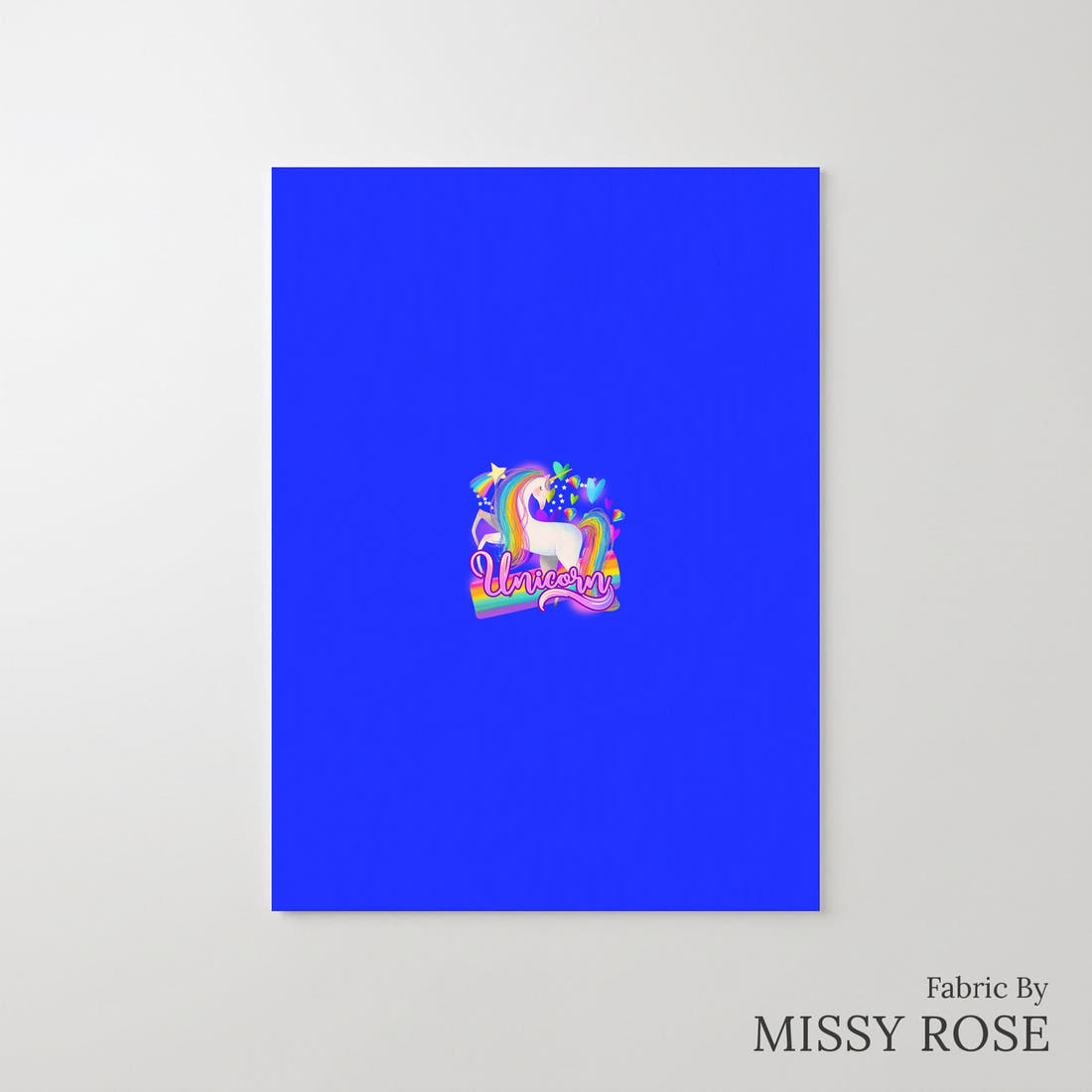 Design 835 Rainbow Unicorn Panel – printed fabric panel with centred picture, custom printed to order | Fabric by Missy Rose