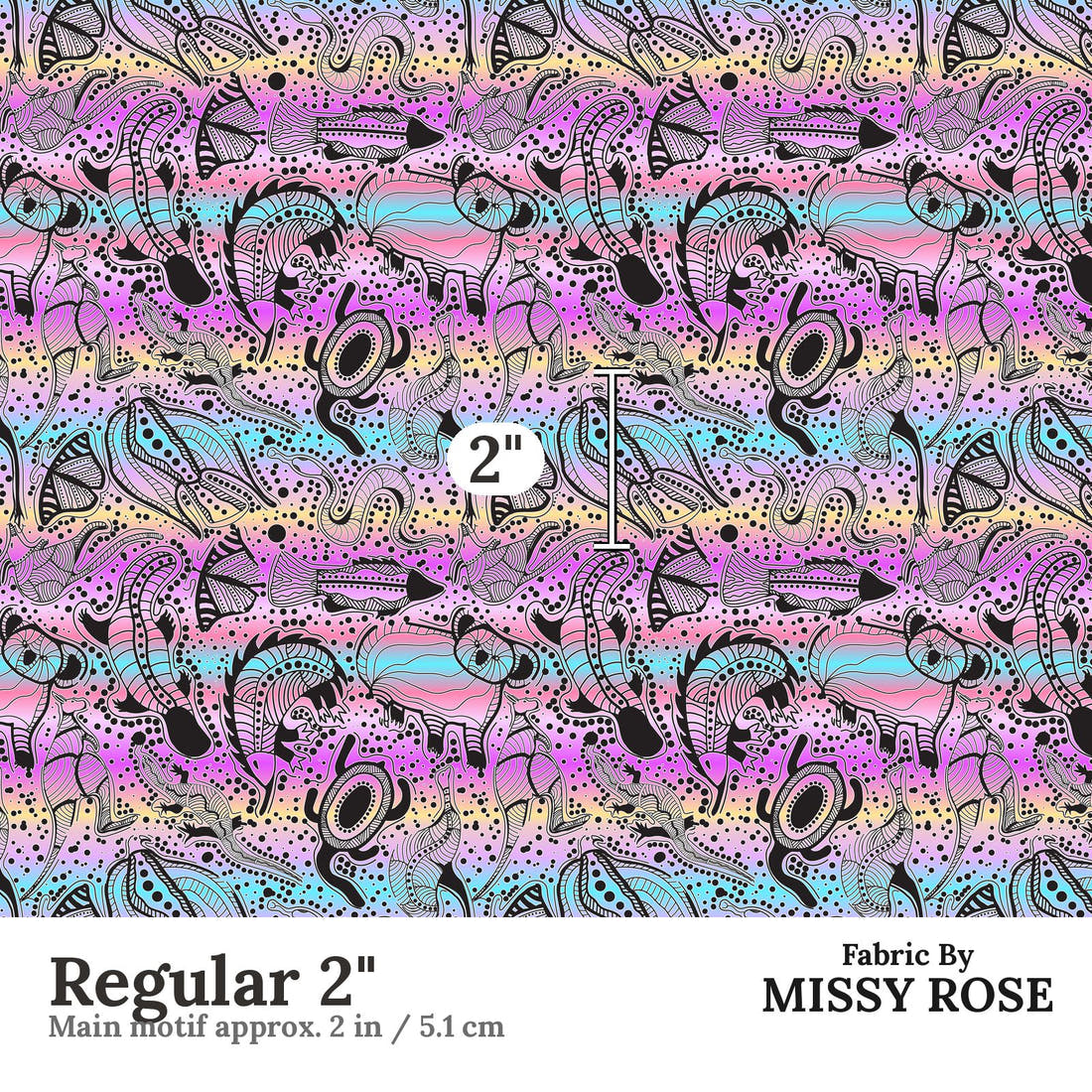 Design 836 Totem Families Fabric Regular 2" - print scale | Fabric by Missy Rose