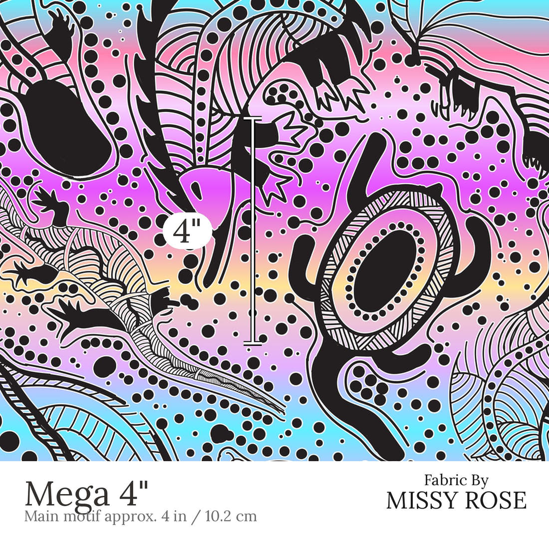 Design 836 Totem Families Fabric Mega 4 inch print scale guide | Fabric by Missy Rose