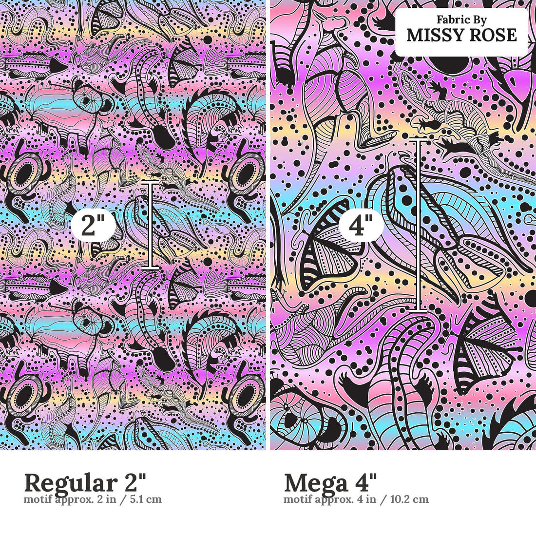 Design 836 Totem Families Fabric size comparison - print scale | Fabric by Missy Rose