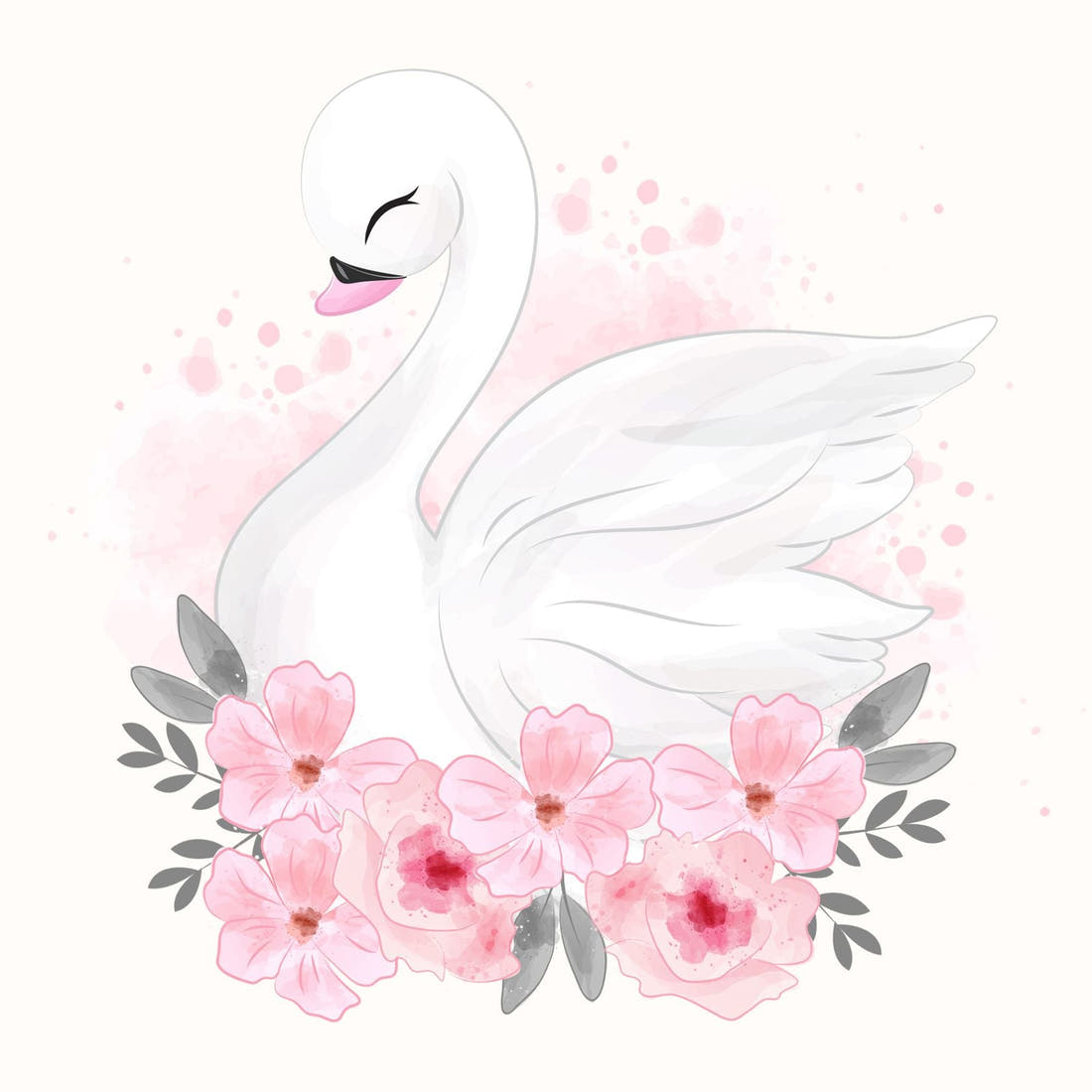 Design 838 Swan Panel – full artwork close-up of the printed picture | Fabric by Missy Rose