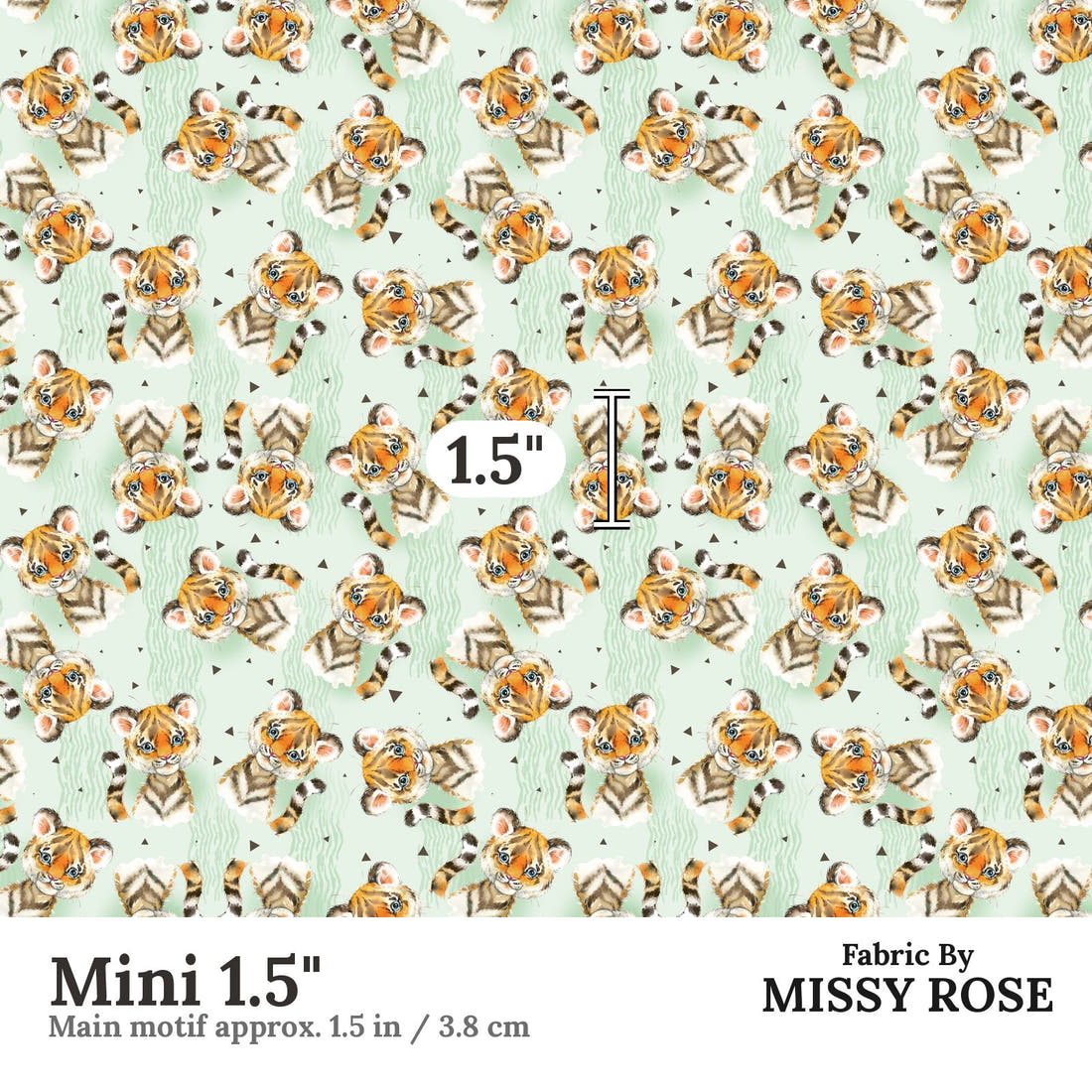 Design 839 Green Tiger Fabric Mini 1.5" - print scale | Fabric by Missy Rose