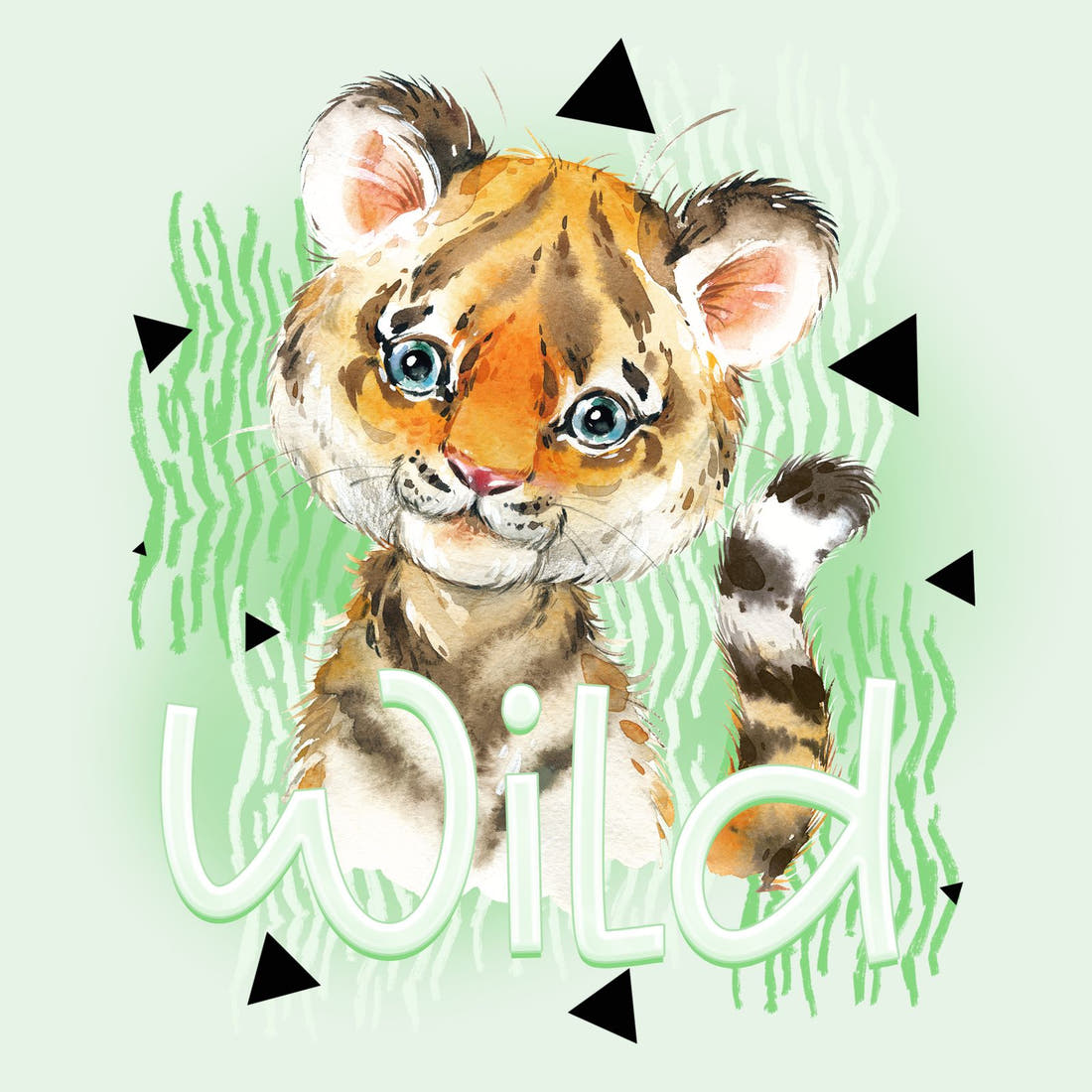 Design 839 Green Tiger Panel – full artwork close-up of the printed picture | Fabric by Missy Rose