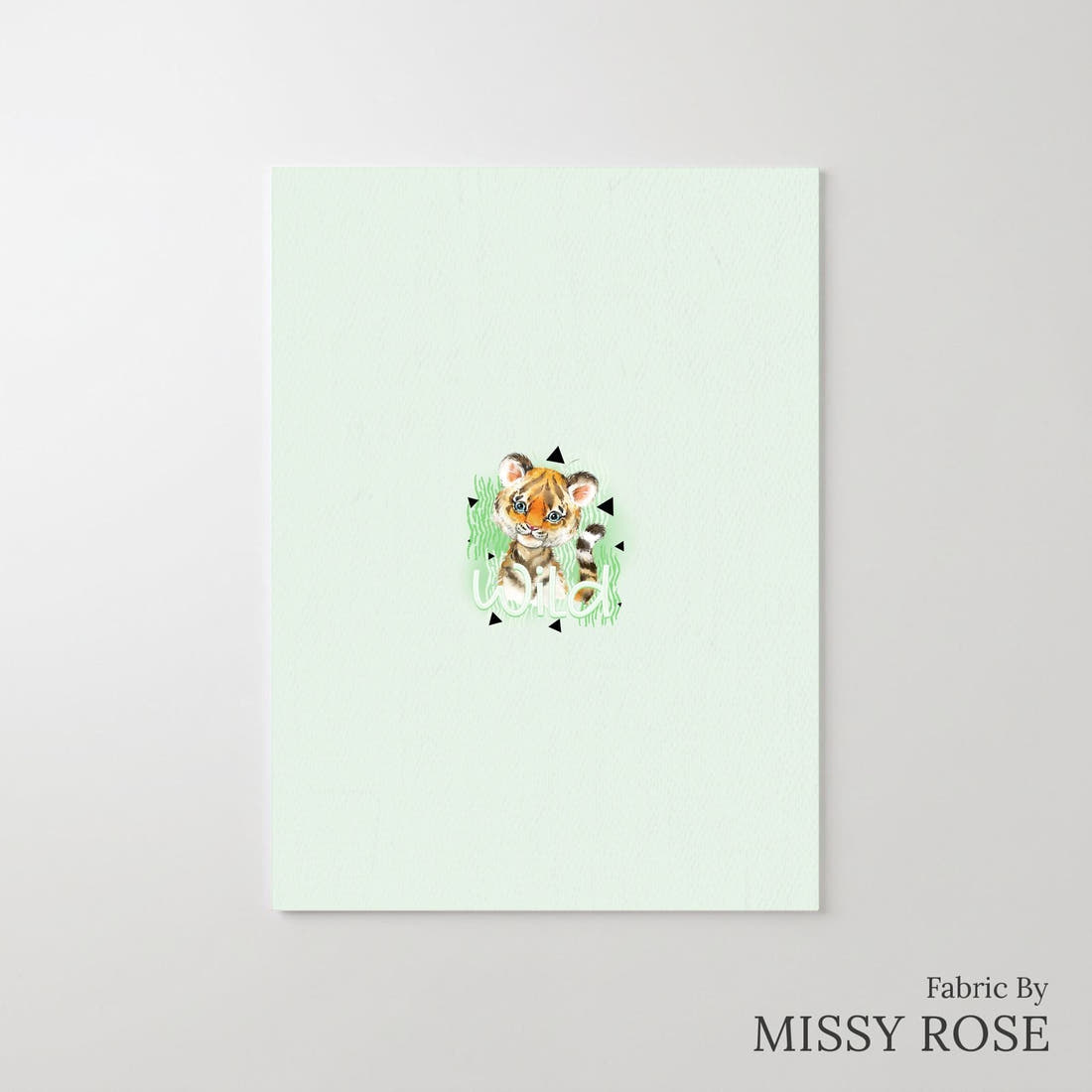 Design 839 Green Tiger Panel – printed fabric panel with centred picture, custom printed to order | Fabric by Missy Rose