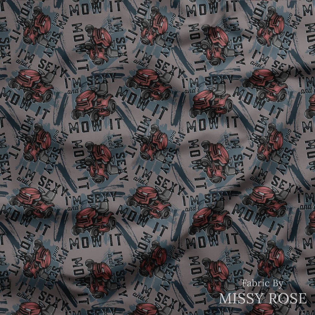 Design 84 Mower Fabric draped fabric mockup – custom printed fabric by the metre | Fabric by Missy Rose