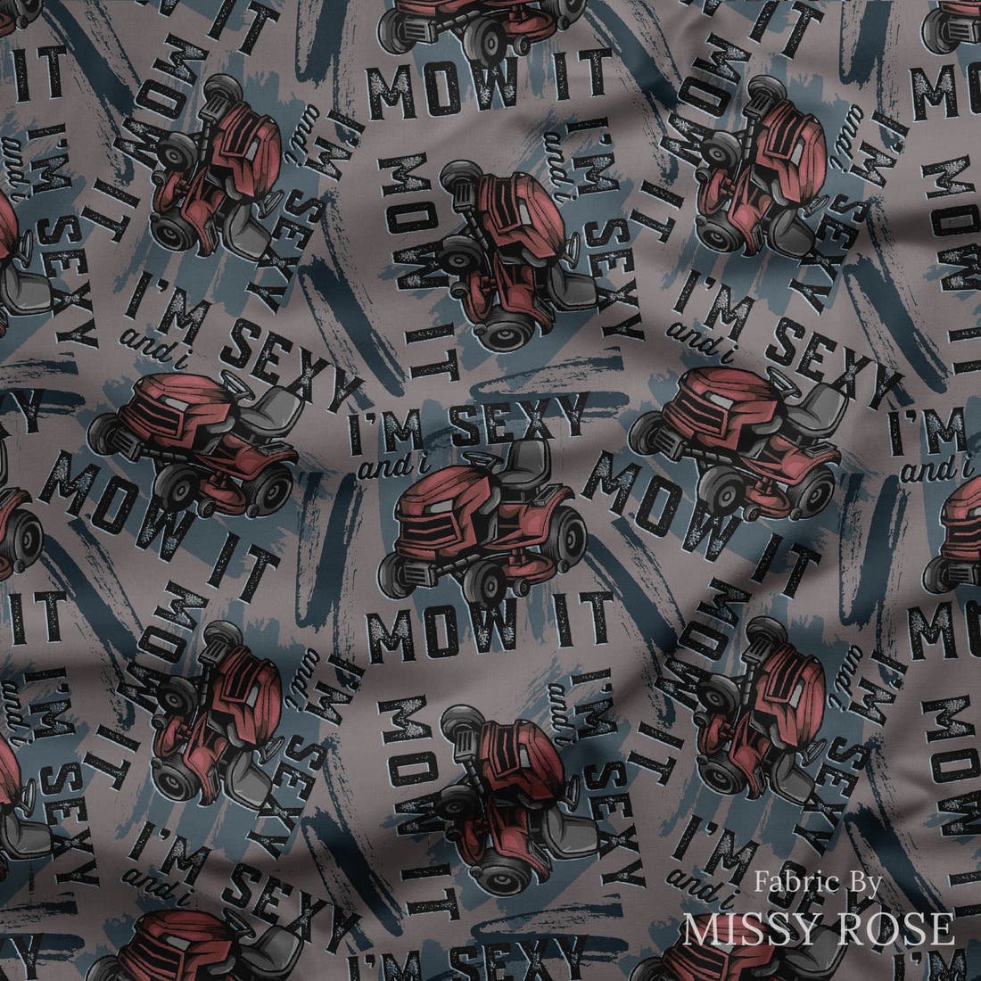 Design 84 Mower Fabric draped fabric mockup – custom printed fabric by the metre | Fabric by Missy Rose