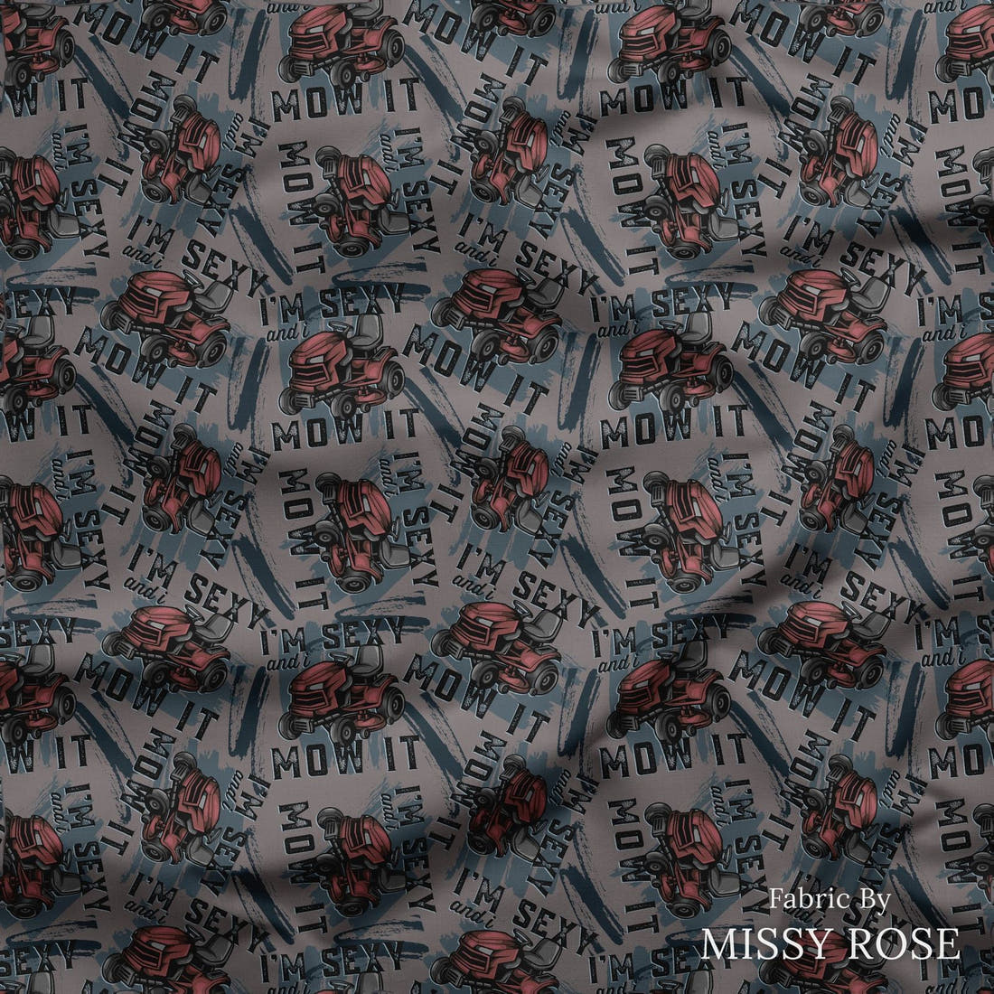 Design 84 Mower Fabric draped fabric mockup – custom printed fabric by the metre | Fabric by Missy Rose