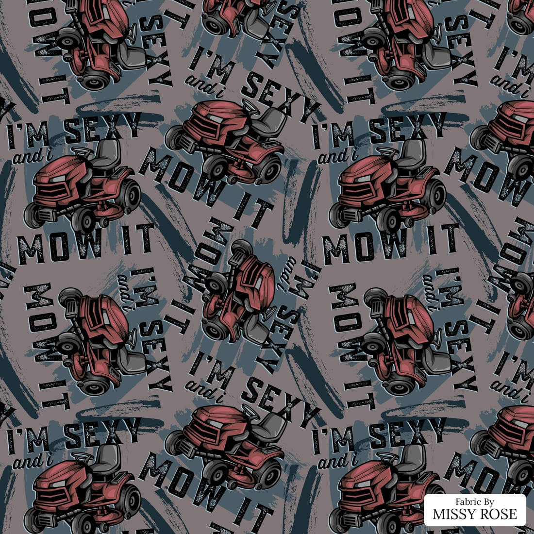 Design 84 Mower Fabric - flat view of the print, zoom in for detail | Fabric by Missy Rose