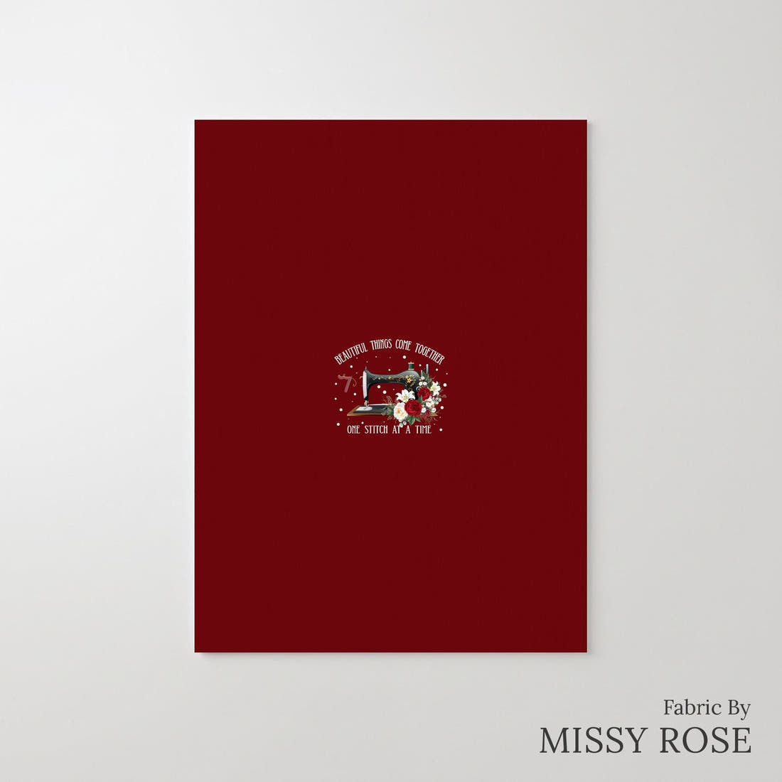Design 840 Red Sewing Panel – printed fabric panel with centred picture, custom printed to order | Fabric by Missy Rose