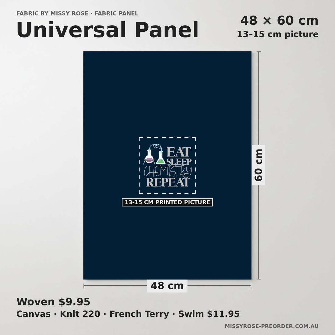 Design 841 Chemistry Panel universal panel sizing – 13–15 cm printed picture on 48 × 60 cm fabric | Fabric by Missy Rose