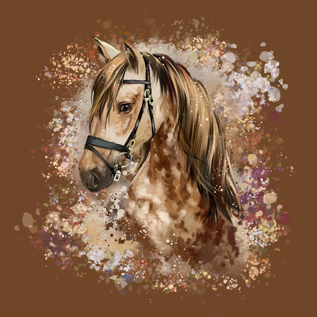 Design 843 Brown Horse Panel – full artwork close-up of the printed picture | Fabric by Missy Rose