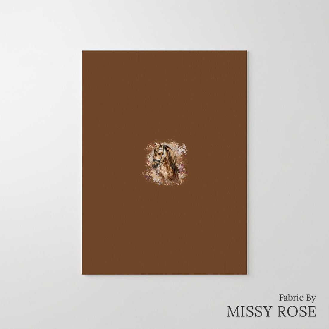Design 843 Brown Horse Panel – printed fabric panel with centred picture, custom printed to order | Fabric by Missy Rose