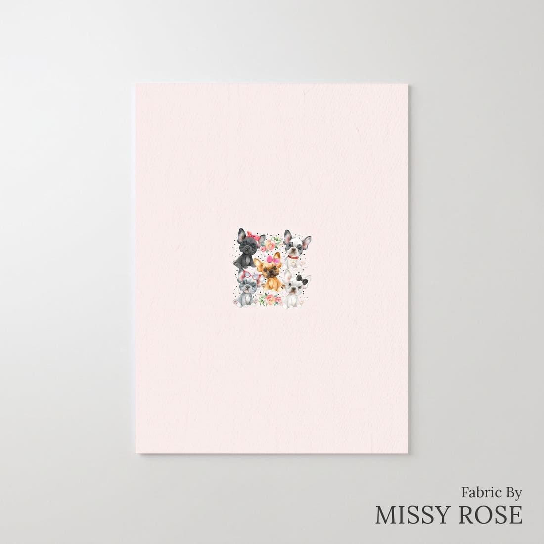 Design 844 French Bulldog Panel – printed fabric panel with centred picture, custom printed to order | Fabric by Missy Rose