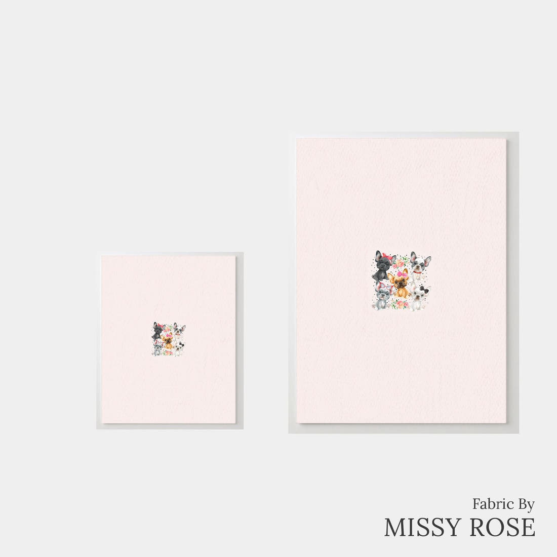 Design 844 French Bulldog Panel – universal and adult panel sizes side by side | Fabric by Missy Rose