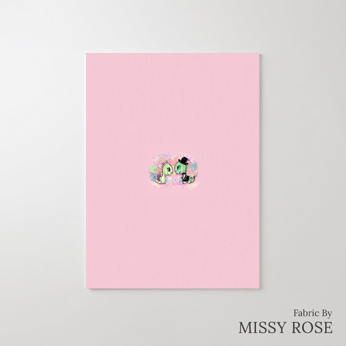 Design 846 Valentines Dinosaur Panel – printed fabric panel with centred picture, custom printed to order | Fabric by Missy Rose