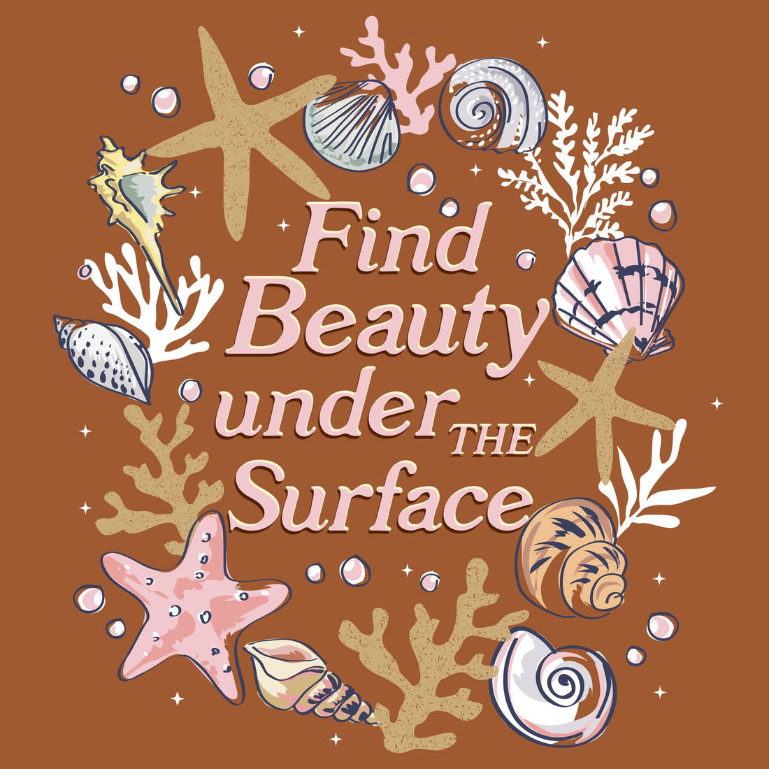 Design 847 Shells Panel – full artwork close-up of the printed picture | Fabric by Missy Rose