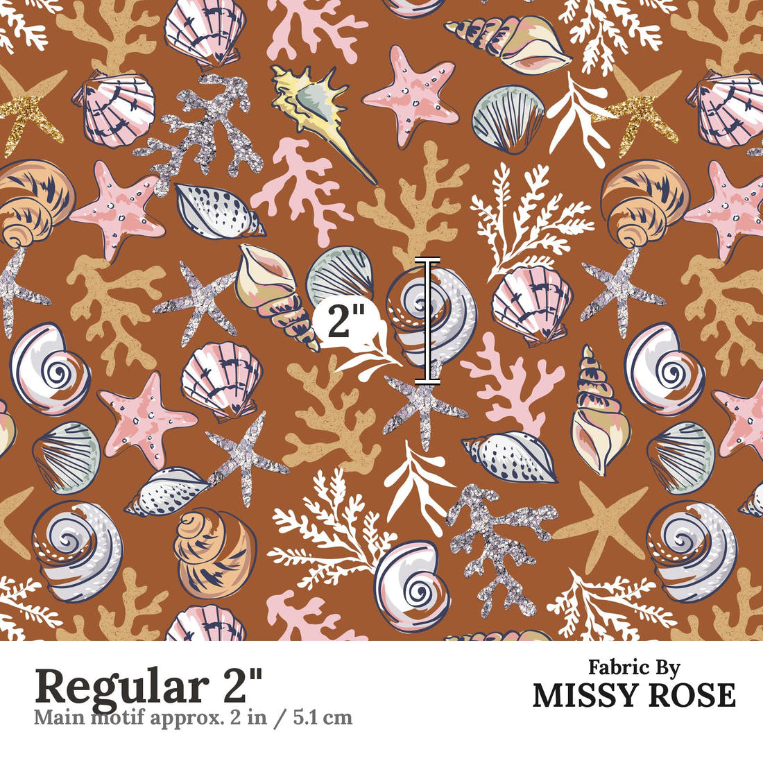 Design 847 Shells Fabric Regular 2" - print scale | Fabric by Missy Rose